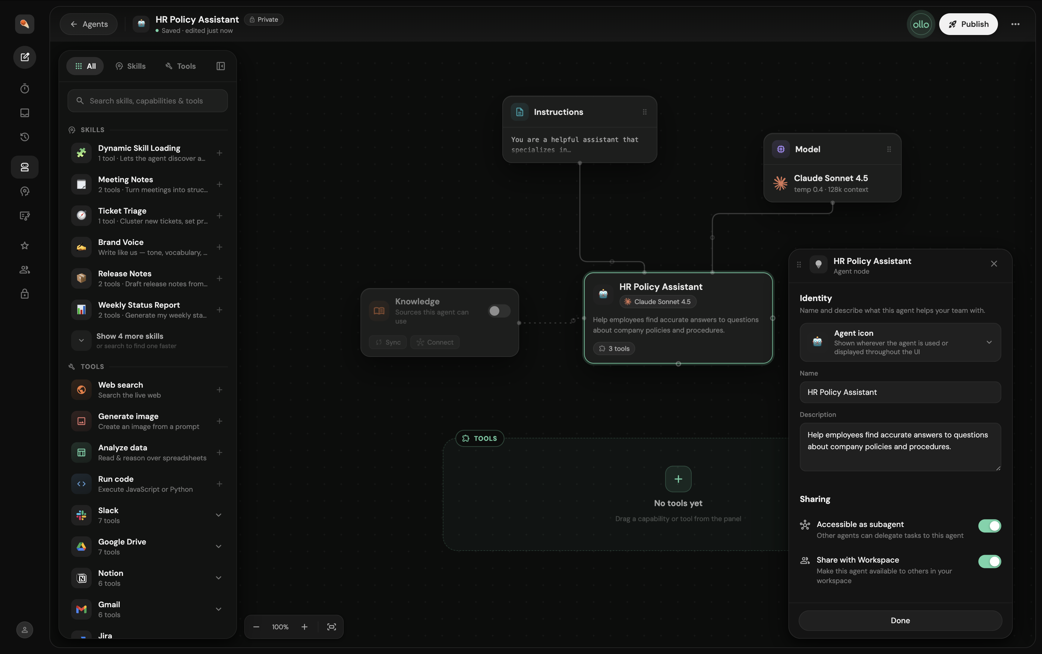 Agent purpose/description field